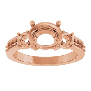 14K Rose Gold 9x7 mm Oval Ring Mounting – image 6