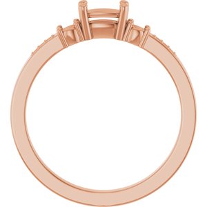 18K Rose Gold 5x3 mm Elongated Cushion Ring Mounting – image 4