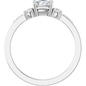 10K White Gold 5x3 mm Elongated Cushion Ring Mounting – image 3