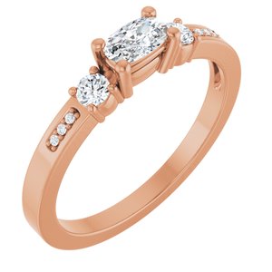 14K Rose Gold 5x3 mm Elongated Cushion Ring Mounting