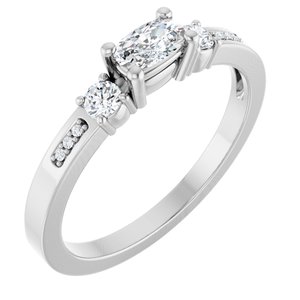 Sterling Silver 5x3 mm Elongated Cushion Ring Mounting