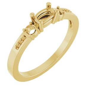 14K Yellow Gold 5x3 mm Elongated Cushion Ring Mounting – image 2