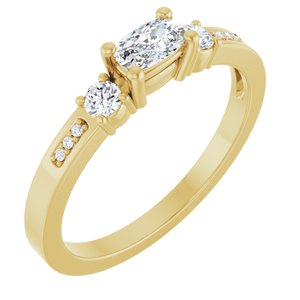18K Yellow Gold 5x3 mm Elongated Cushion Ring Mounting