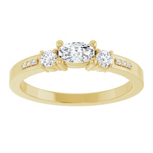 18K Yellow Gold 5x3 mm Elongated Cushion Ring Mounting – image 5