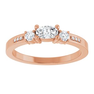 18K Rose Gold 5x3 mm Elongated Cushion Ring Mounting – image 5