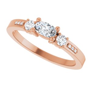 10K Rose Gold 5x3 mm Elongated Cushion Ring Mounting – image 8