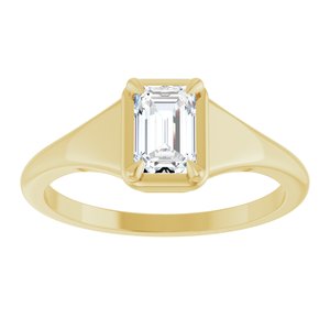 14K Yellow Gold 6x4 mm Emerald Ring Mounting – image 5