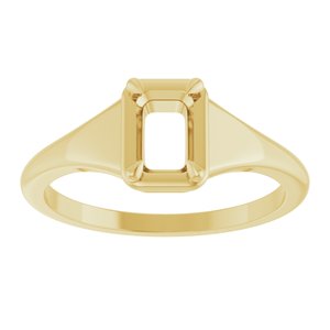 14K Yellow Gold 6x4 mm Emerald Ring Mounting – image 6