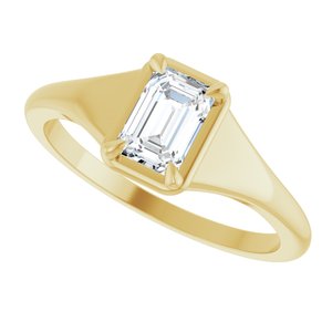 14K Yellow Gold 6x4 mm Emerald Ring Mounting – image 8