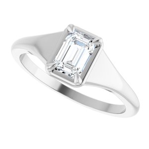 10K White Gold 6x4 mm Emerald Ring Mounting – image 8