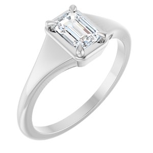 10K White Gold 6x4 mm Emerald Ring Mounting