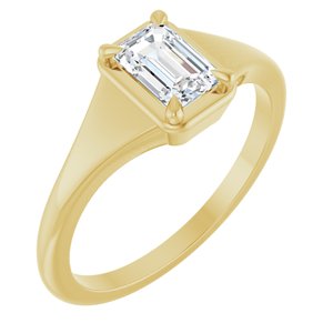 18K Yellow Gold 6x4 mm Emerald Ring Mounting