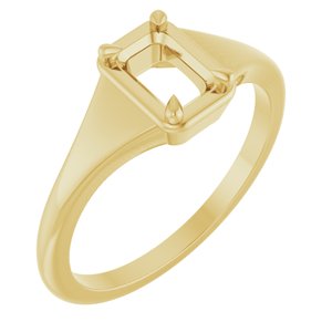 14K Yellow Gold 6x4 mm Emerald Ring Mounting – image 2