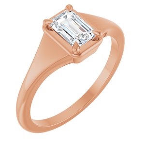 18K Rose Gold 6x4 mm Emerald Ring Mounting
