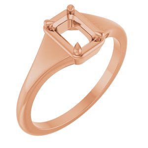 14K Rose Gold 6x4 mm Emerald Ring Mounting – image 2