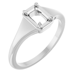 Sterling Silver 6x4 mm Emerald Ring Mounting – image 2
