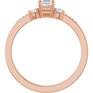 10K Rose Gold 3x3 mm Square Ring Mounting – image 3