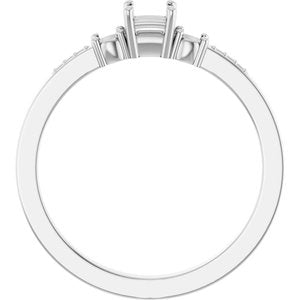 18K White Gold 3x3 mm Square Ring Mounting – image 4