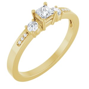 14K Yellow Gold 3x3 mm Square Ring Mounting