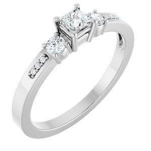 Platinum 3x3 mm Square Ring Mounting