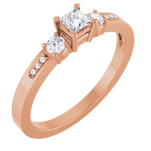 18K Rose Gold 3x3 mm Square Ring Mounting