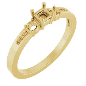 10K Yellow Gold 3x3 mm Square Ring Mounting – image 2