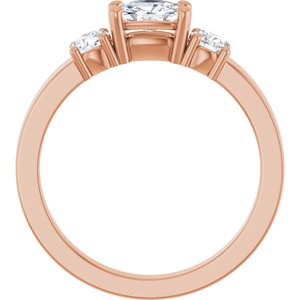 10K Rose Gold 6x4 mm Elongated Cushion Ring Mounting – image 3