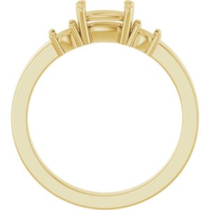 14K Yellow Gold 6x4 mm Elongated Cushion Ring Mounting – image 4