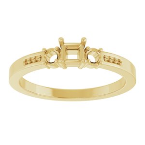 18K Yellow Gold 3x3 mm Square Ring Mounting – image 6