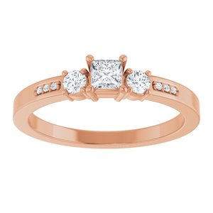18K Rose Gold 3x3 mm Square Ring Mounting – image 5