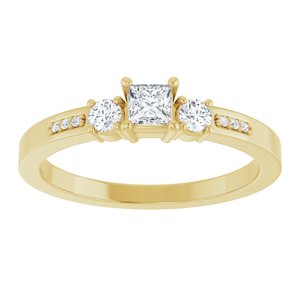 18K Yellow Gold 3x3 mm Square Ring Mounting – image 5