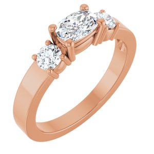 10K Rose Gold 6x4 mm Elongated Cushion Ring Mounting
