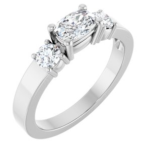 10K White Gold 6x4 mm Elongated Cushion Ring Mounting