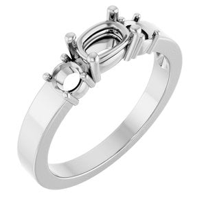 14K X1 White Gold 6x4 mm Elongated Cushion Ring Mounting – image 2