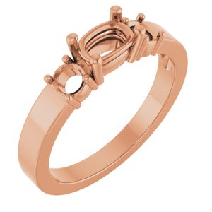 10K Rose Gold 6x4 mm Elongated Cushion Ring Mounting – image 2