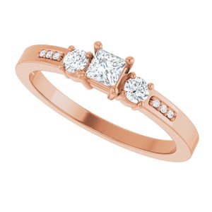 18K Rose Gold 3x3 mm Square Ring Mounting – image 8