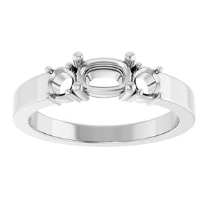 18K White Gold 6x4 mm Elongated Cushion Ring Mounting – image 6