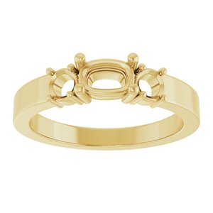 18K Yellow Gold 6x4 mm Elongated Cushion Ring Mounting – image 6
