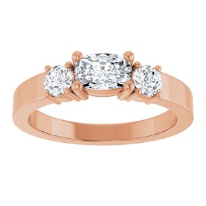 10K Rose Gold 6x4 mm Elongated Cushion Ring Mounting – image 5