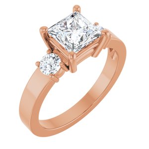 14K Rose Gold 6x6 mm Square Ring Mounting