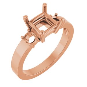 18K Rose Gold 6x6 mm Square Ring Mounting – image 2