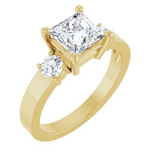 18K Yellow Gold 6x6 mm Square Ring Mounting