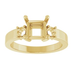 18K Yellow Gold 6x6 mm Square Ring Mounting – image 6