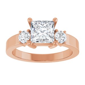 18K Rose Gold 6x6 mm Square Ring Mounting – image 5