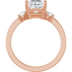18K Rose Gold 6x6 mm Square Ring Mounting – image 3