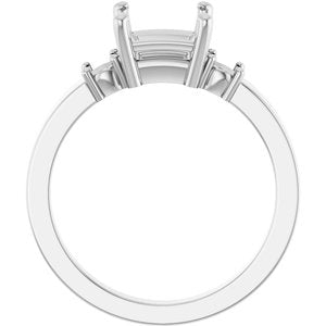 18K White Gold 6x6 mm Square Ring Mounting – image 4