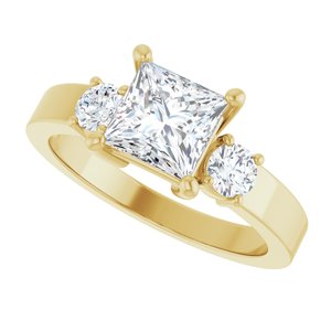 14K Yellow Gold 6x6 mm Square Ring Mounting – image 8