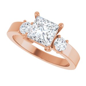18K Rose Gold 6x6 mm Square Ring Mounting – image 8