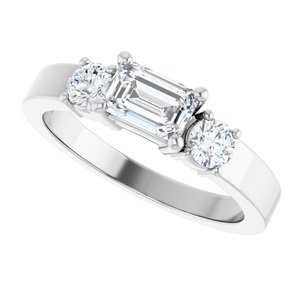 10K White Gold 6x4 mm Emerald Ring Mounting – image 8
