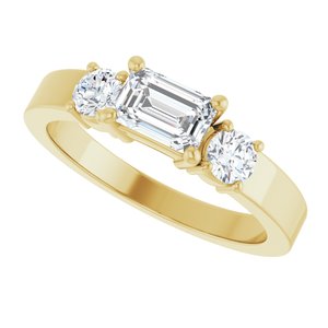 14K Yellow Gold 6x4 mm Emerald Ring Mounting – image 8
